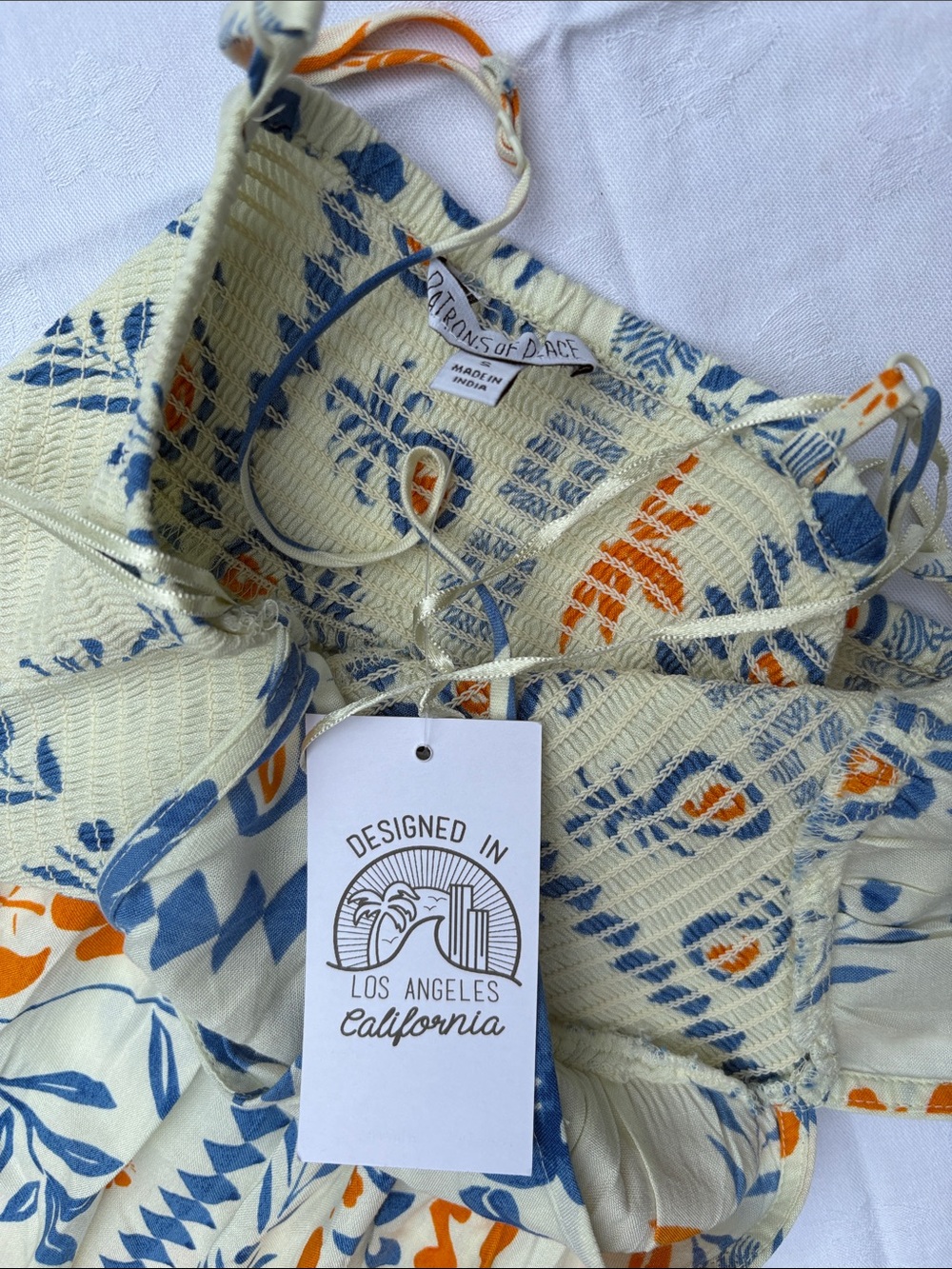 Patrons of Peace Cream Maxi Dress with Blue and Orange Floral Print - Picture 2 of 3